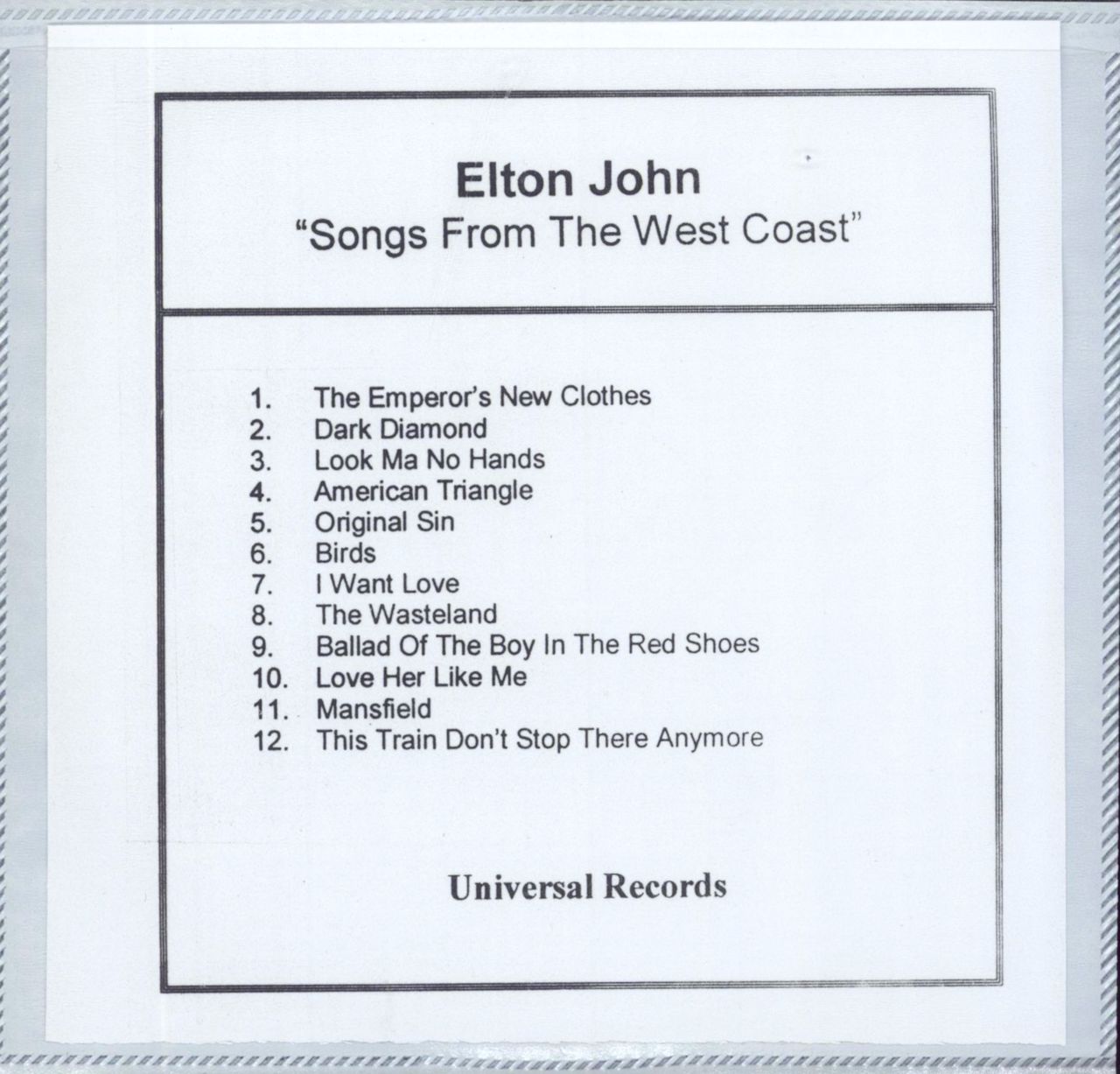 Songs From The West Coast: CD - Elton John