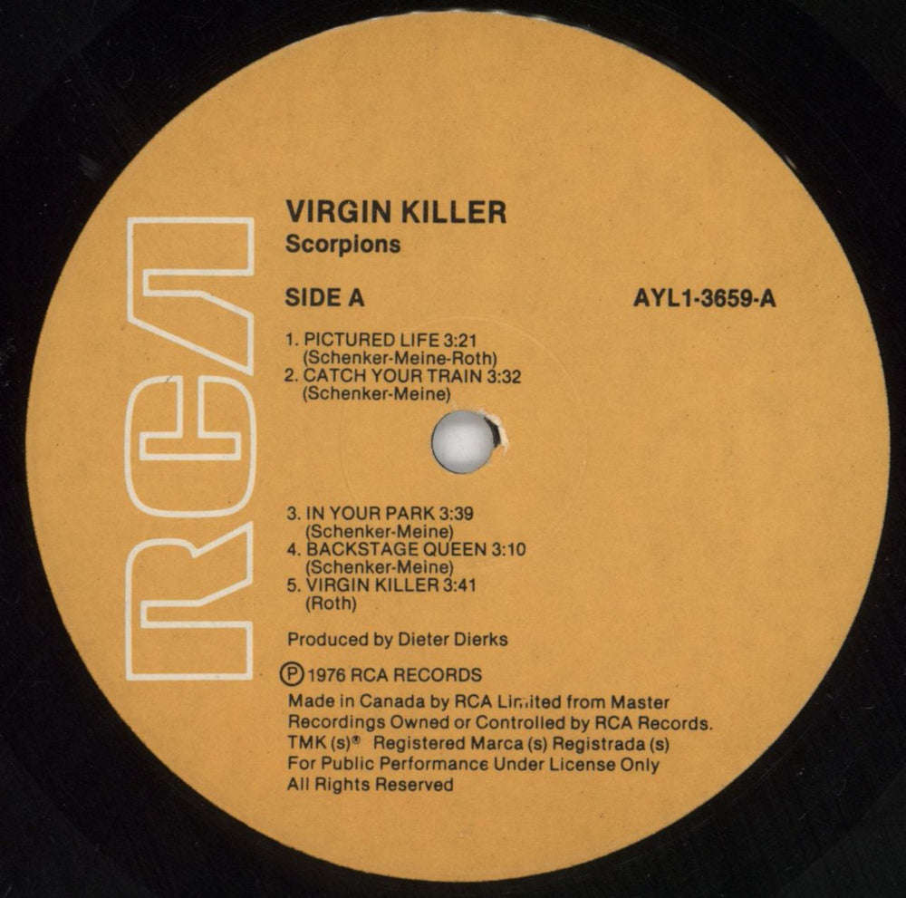 Scorpions Virgin Killer Canadian vinyl LP album (LP record) SCOLPVI813810