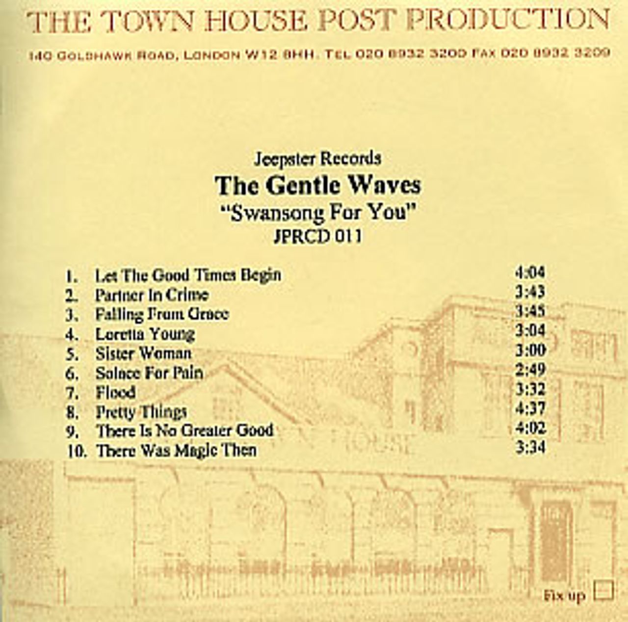 The Gentle Waves Swansong For You UK Promo CD-R acetate