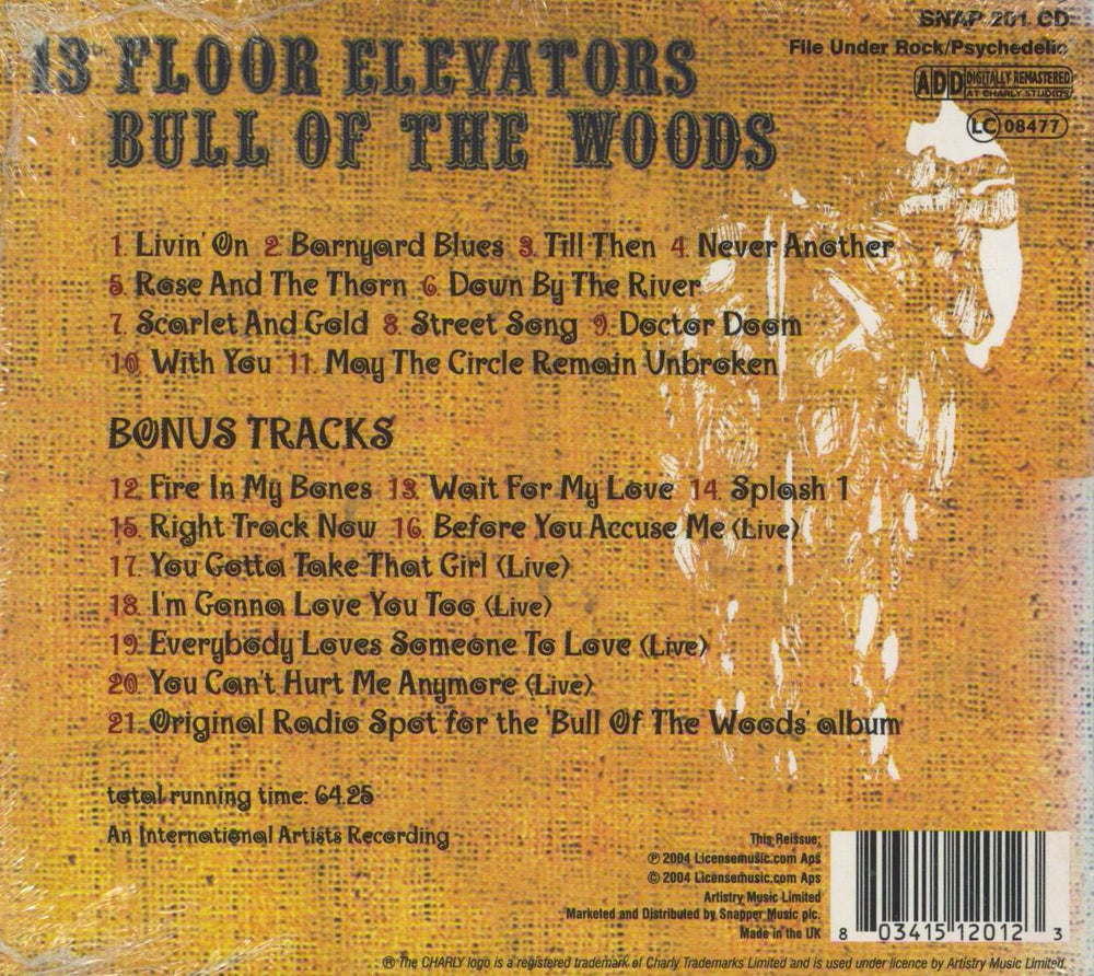 13th Floor Elevators Bull Of The Woods UK CD album (CDLP) 803415120123