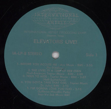13th Floor Elevators Live US vinyl LP album (LP record) 13FLPLI836028
