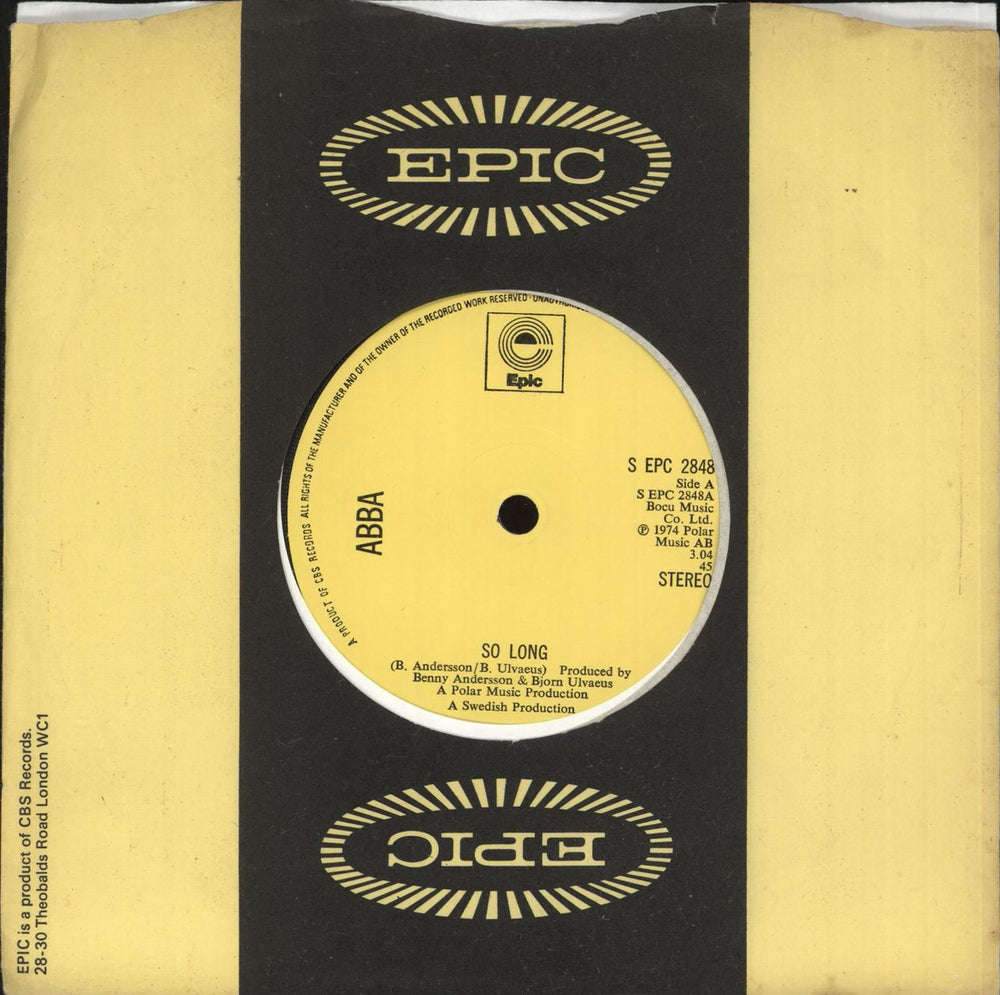 Abba So Long - solid UK 7" vinyl single (7 inch record / 45) SEPC2848