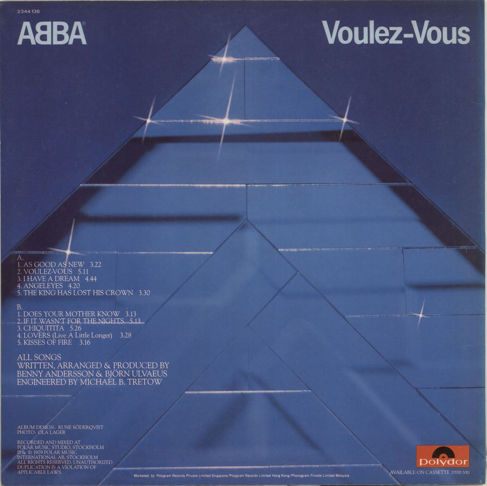 Abba Voulez-Vous Hong Kong vinyl LP album (LP record)