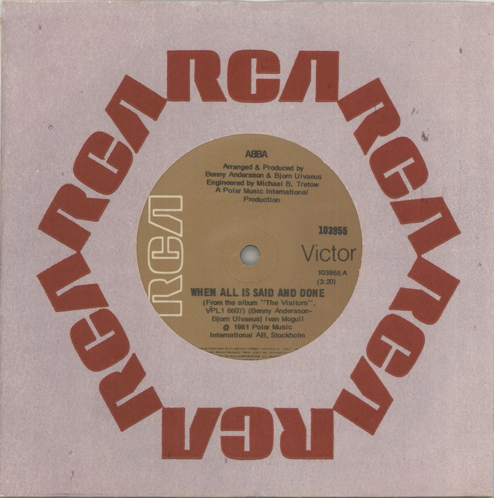 Abba When All Is Said And Done Australian 7" vinyl single (7 inch record / 45) 103955