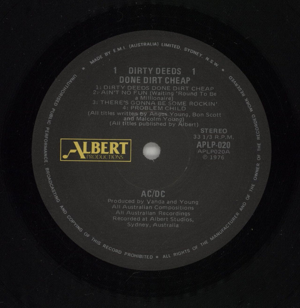 AC/DC Dirty Deeds Done Cheap - 4th Australian vinyl LP album (LP record) ACDLPDI871221