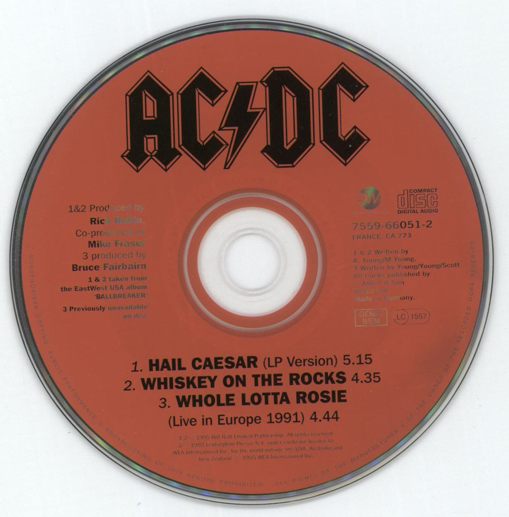 AC/DC Hail Caesar German CD single (CD5 / 5") ACDC5HA69091