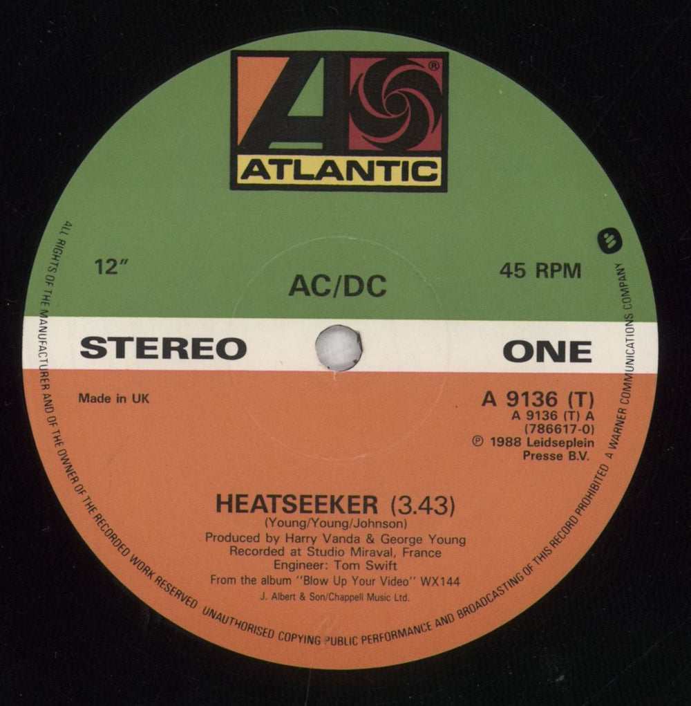 AC/DC Heatseaker - Gatefold - Promotional Stickered UK 12" vinyl single (12 inch record / Maxi-single) ACD12HE842626