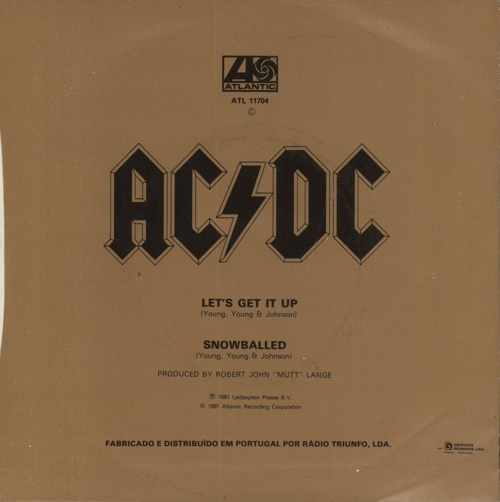 AC/DC Let's Get It Up Portugese 7" vinyl single (7 inch record / 45)