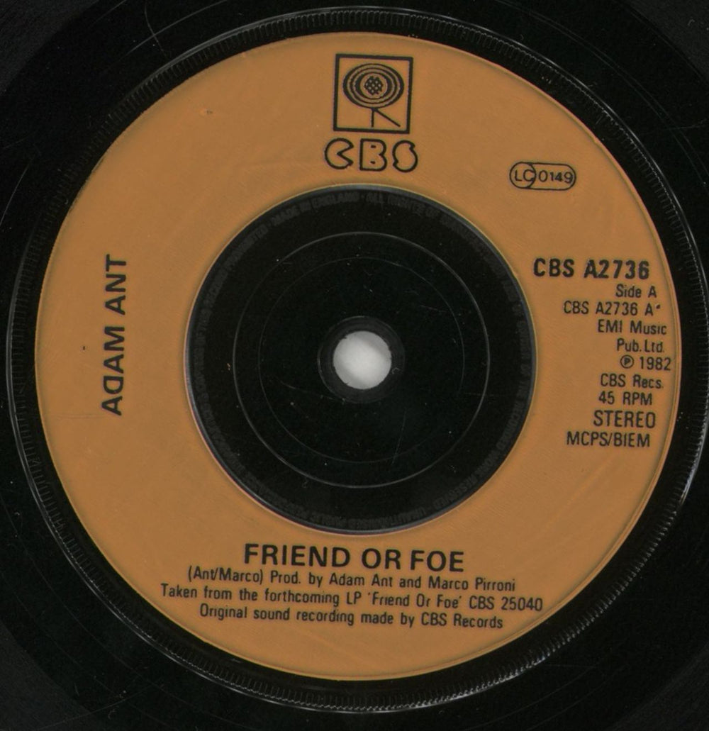Adam Ant Friend Or Foe - p/s UK 7" vinyl single (7 inch record / 45) A~A07FR574807