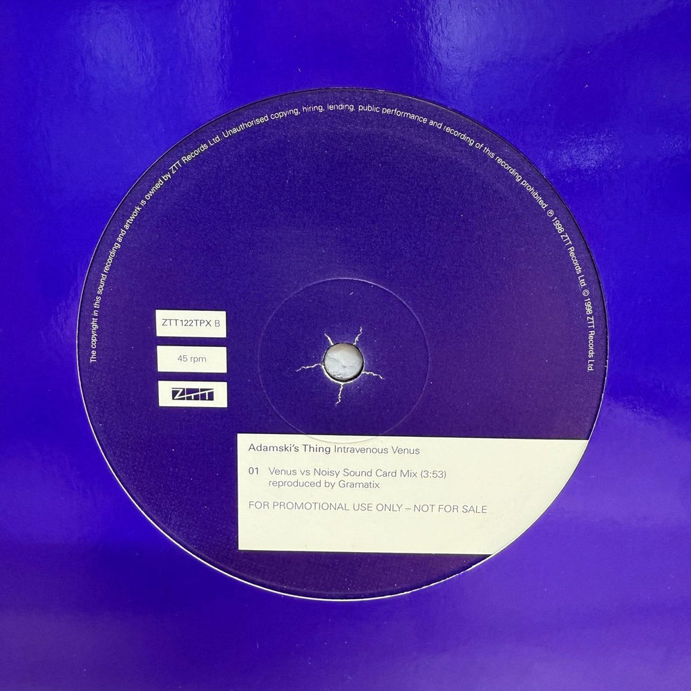 Adamski Intravenous Venus - Club Mixes UK Promo 10" vinyl single (10 inch record) SKI10IN122996