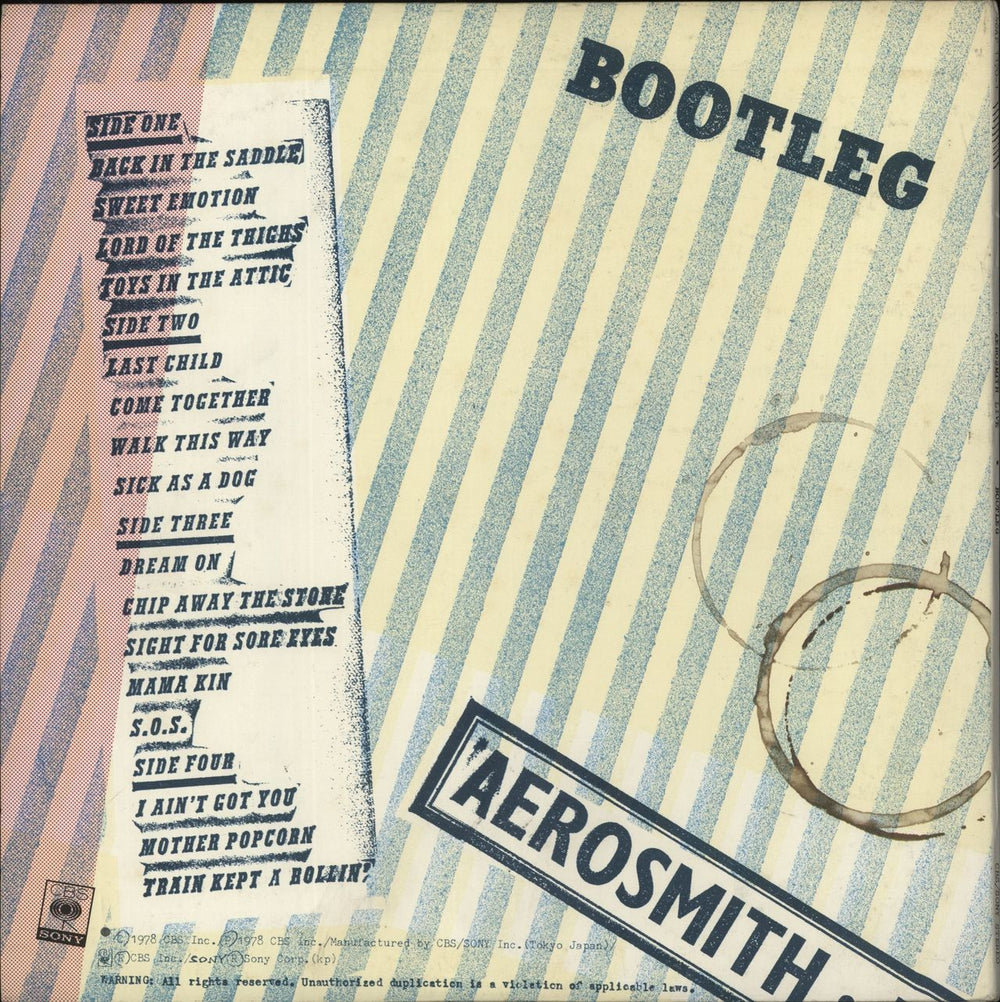 Aerosmith Live! Bootleg Japanese 2-LP vinyl record set (Double LP Album)