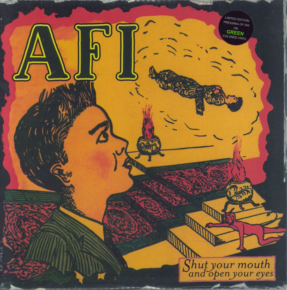 AFI Shut Your Mouth And Open Your Eyes - Green Vinyl US vinyl LP album (LP record) NIT15815