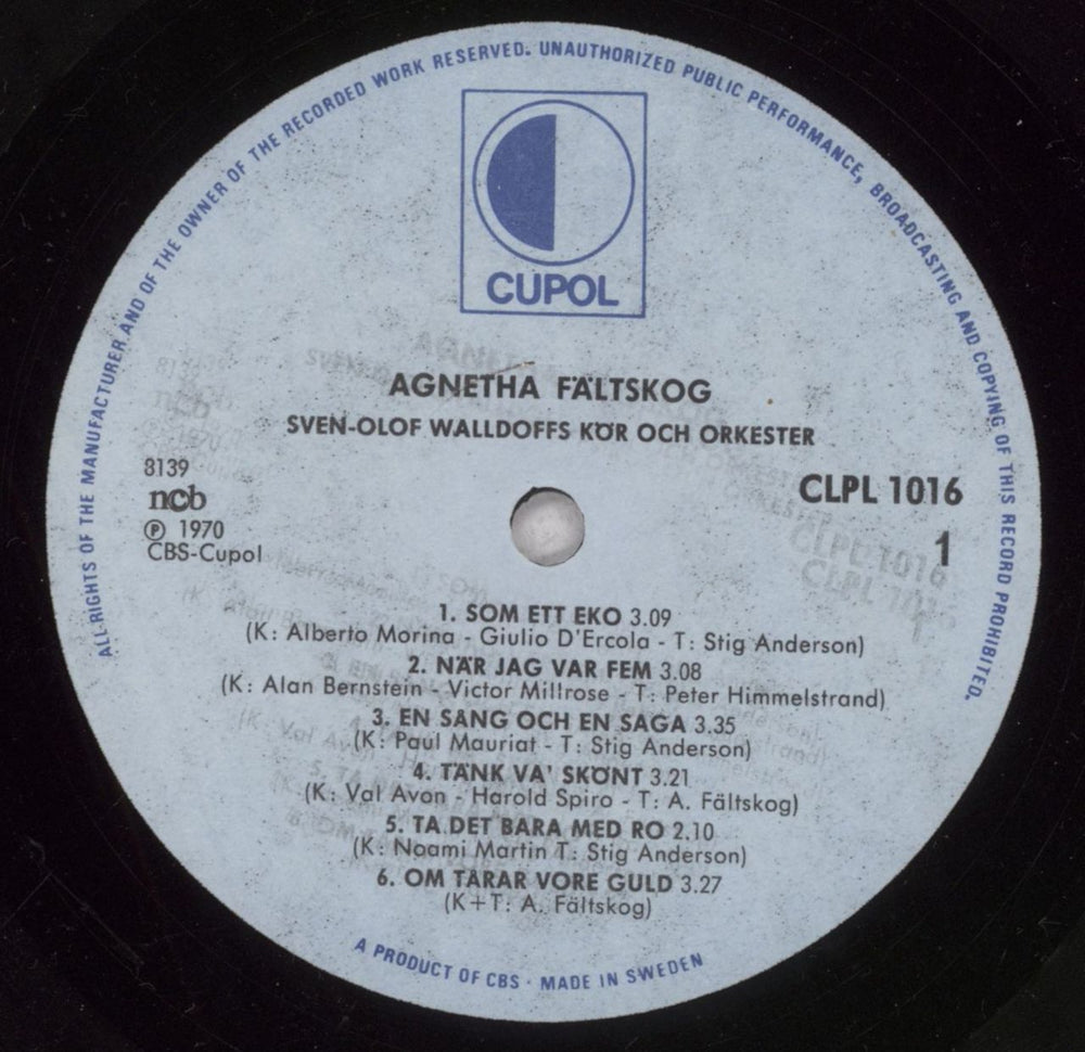 Agnetha Fältskog Som Jag Ar Swedish vinyl LP album (LP record) AGNLPSO844440