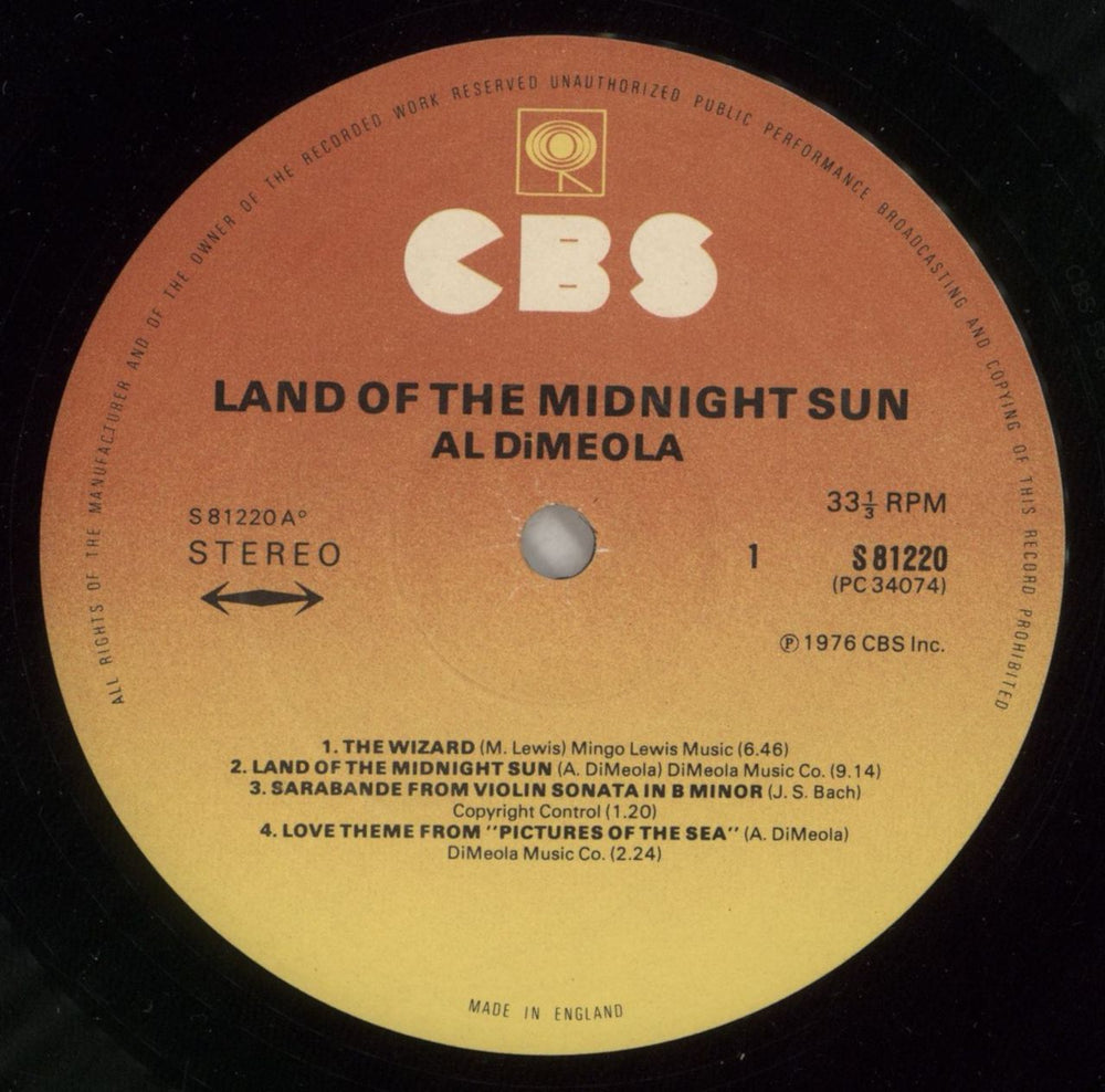 Al Di Meola Land Of The Midnight Sun - EX UK vinyl LP album (LP record) AL5LPLA704243