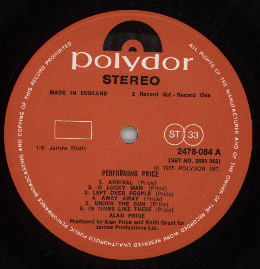 Alan Price Performing Price UK 2-LP vinyl record set (Double LP Album) A-P2LPE260952