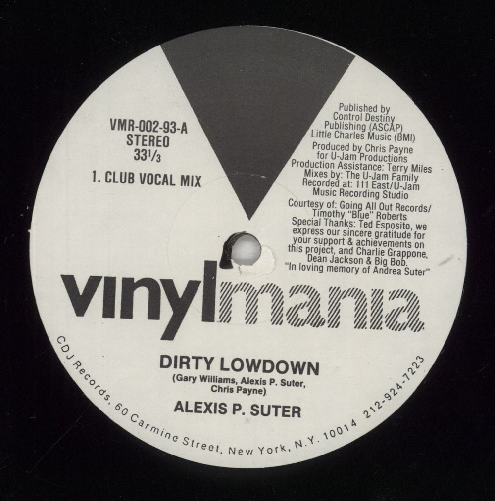 Alexis P. Suter Dirty Lowdown US 12" vinyl single (12 inch record / Maxi-single) VMR-002-93