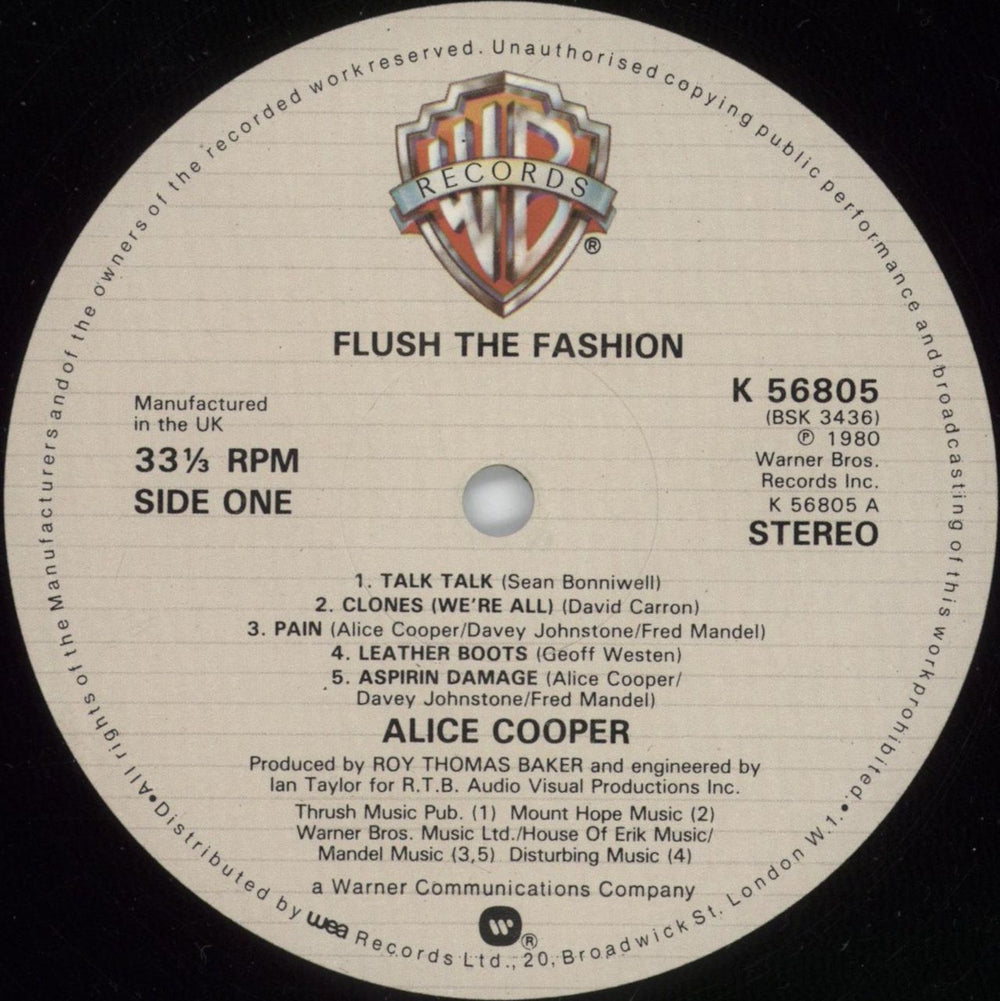 Alice Cooper Flush The Fashion UK vinyl LP album (LP record) COOLPFL453899