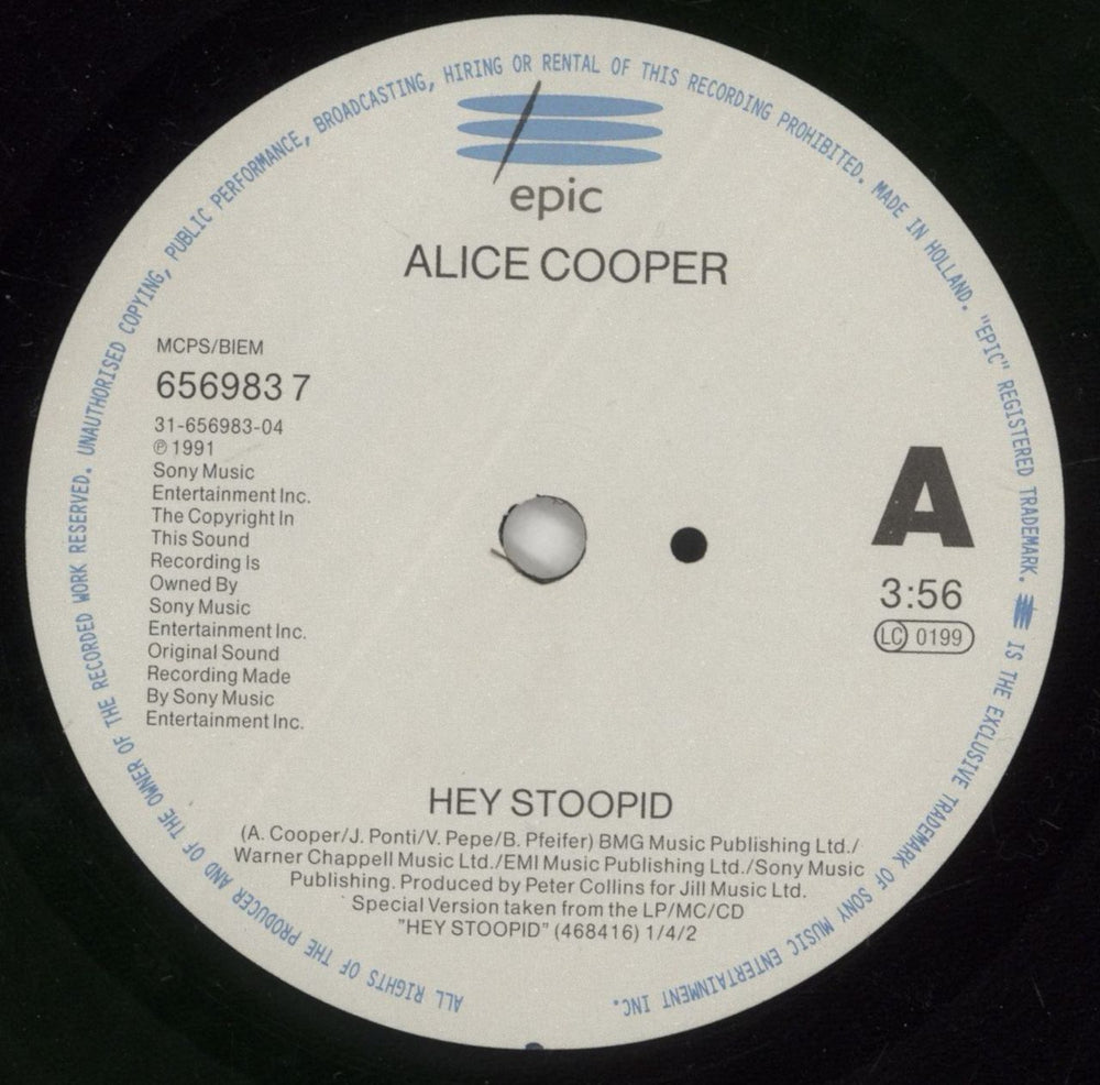Alice Cooper Hey Stoopid Dutch 7" vinyl single (7 inch record / 45) COO07HE160504