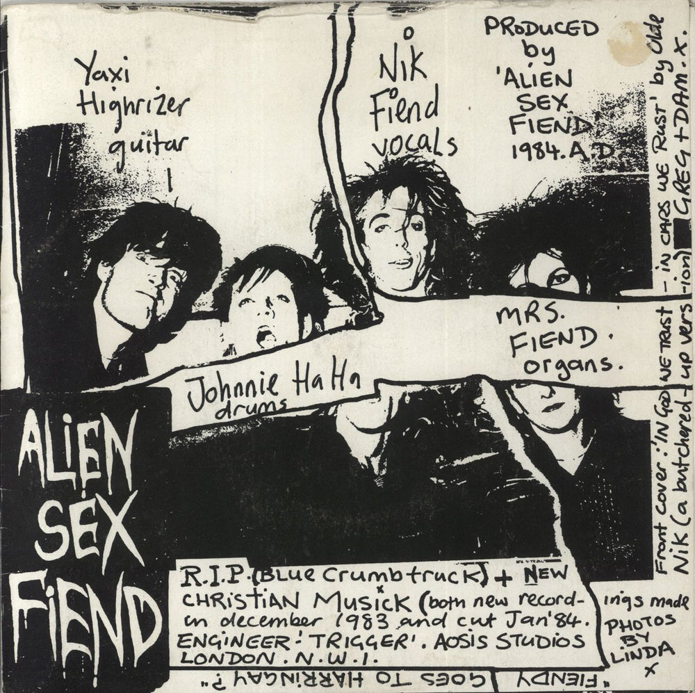 Alien Sex Fiend R.I.P. (Blue Crumb Truck)/New Christian Music UK 7" vinyl single (7 inch record / 45)