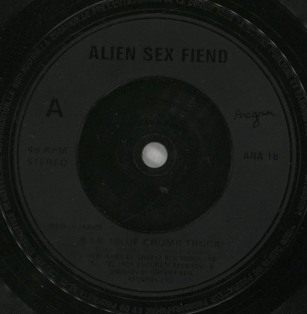 Alien Sex Fiend R.I.P. (Blue Crumb Truck)/New Christian Music UK 7" vinyl single (7 inch record / 45) ASF07RI377265