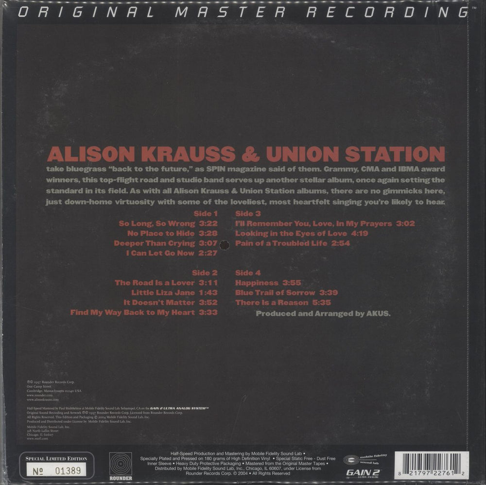 Alison Krauss So Long So Wrong - 180gram Vinyl - Sealed US 2-LP vinyl record set (Double LP Album) 821797227612