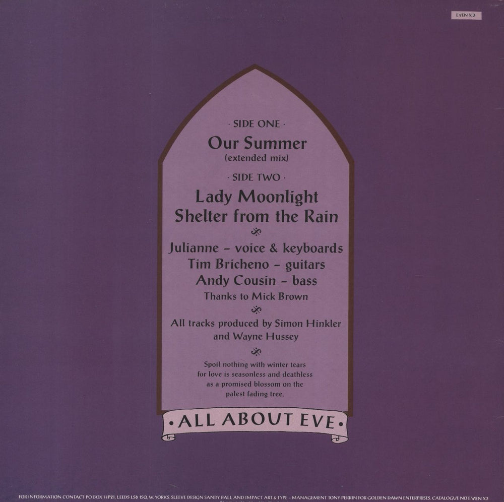 All About Eve Our Summer UK 12" vinyl single (12 inch record / Maxi-single)