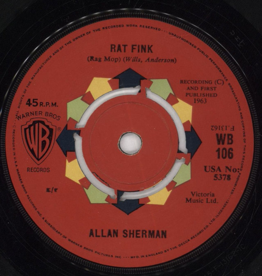 Allan Sherman Hello Muddah, Hello Fadduh UK 7" vinyl single (7 inch record / 45)
