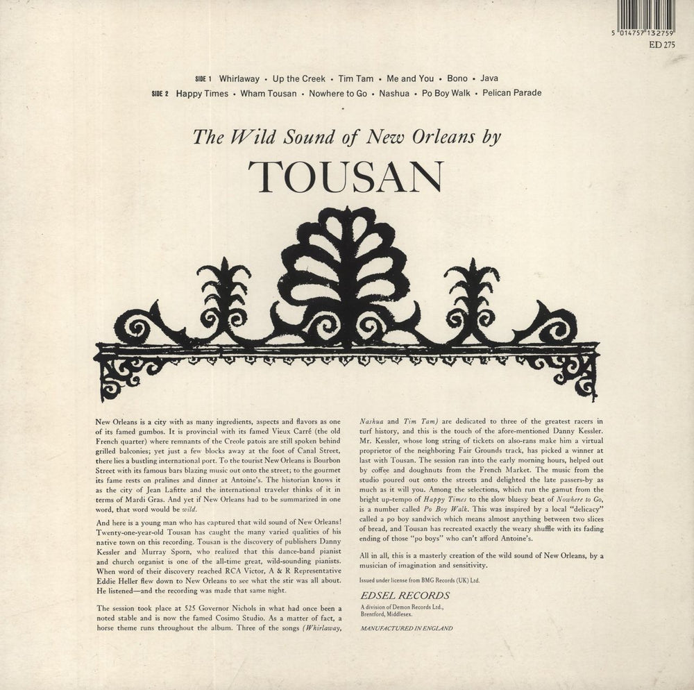 Allen Toussaint The Wild Sound Of New Orleans By Tousan UK vinyl LP album (LP record) 5014757132759