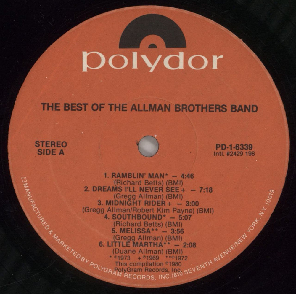 Allman Brothers Band The Best Of The Allman Brothers Band US vinyl LP album (LP record) ABRLPTH647363