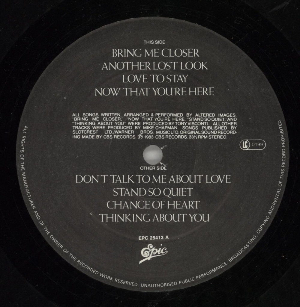 Altered Images Bite - Song Hype Sticker UK vinyl LP album (LP record) ALTLPBI868743