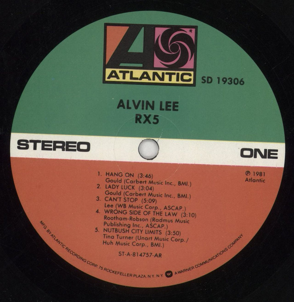 Alvin Lee RX5 US Promo vinyl LP album (LP record) LEELPRX488482