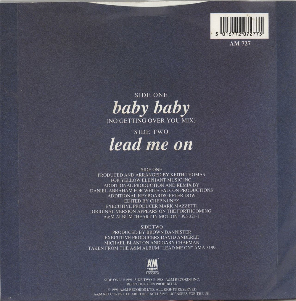 Amy Grant Baby Baby UK 7" vinyl single (7 inch record / 45) 5016772072775
