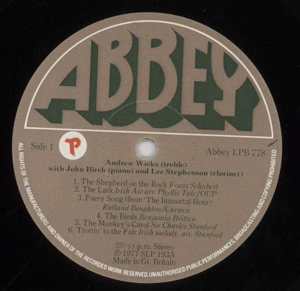 Andrew Wicks Andrew Wicks Chichester Cathedral Chorister UK vinyl LP album (LP record) 7PHLPAN856418