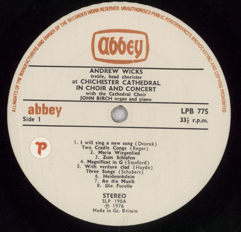 Andrew Wicks In Choir And Concert At Chichester Cathedral UK vinyl LP album (LP record) 7PHLPIN845398