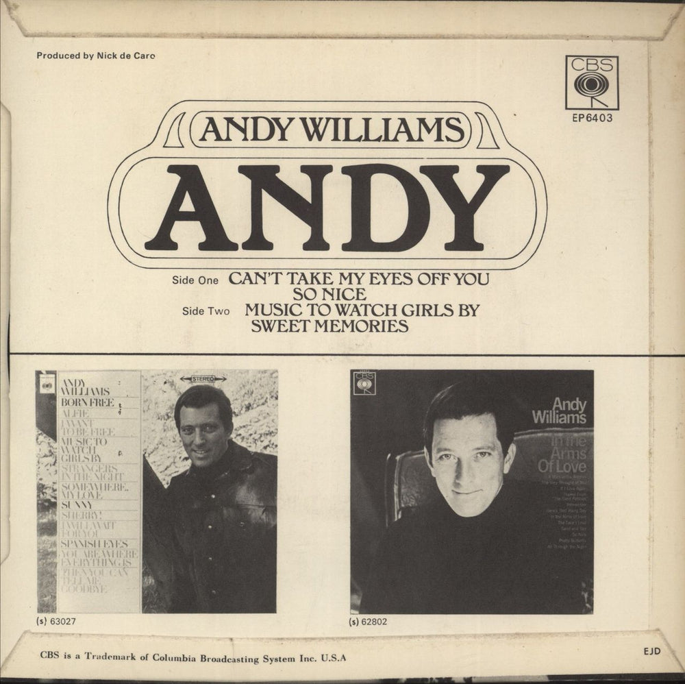 Andy Williams Andy EP UK 7" vinyl single (7 inch record / 45)