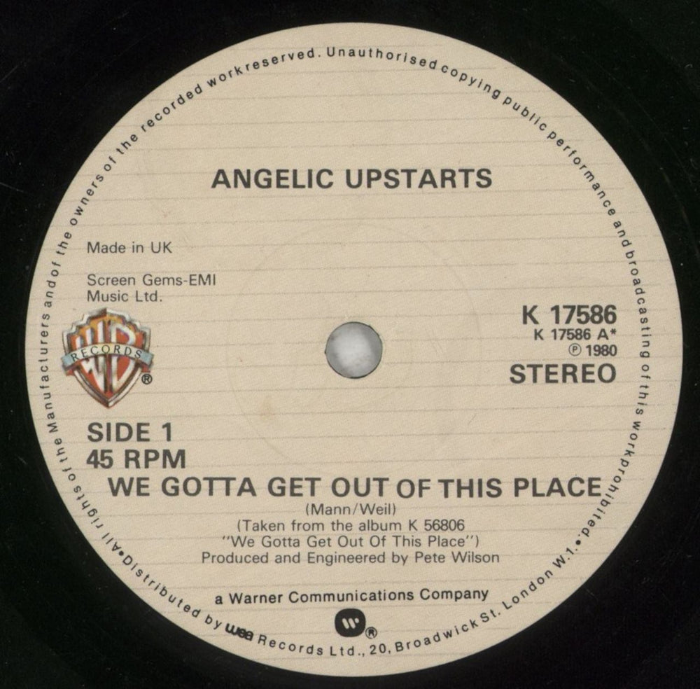 Angelic Upstarts We Gotta Get Out Of This Place UK 7" vinyl single (7 inch record / 45) AUP07WE550527
