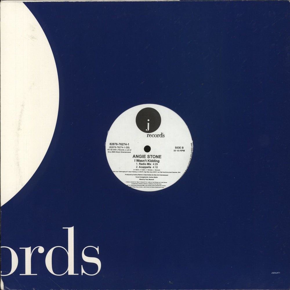 Angie Stone I Wasn't Kidding US 12" vinyl single (12 inch record / Maxi-single) 828767627410