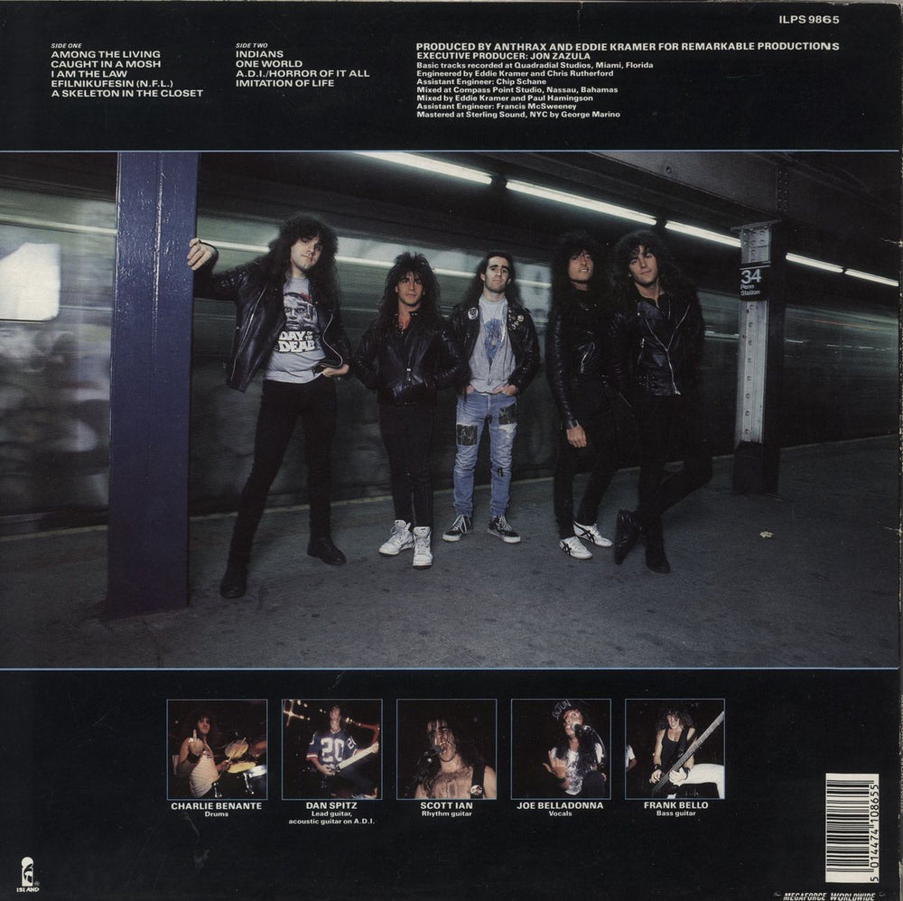 Anthrax Among The Living - EX UK vinyl LP album (LP record) 5014474108655