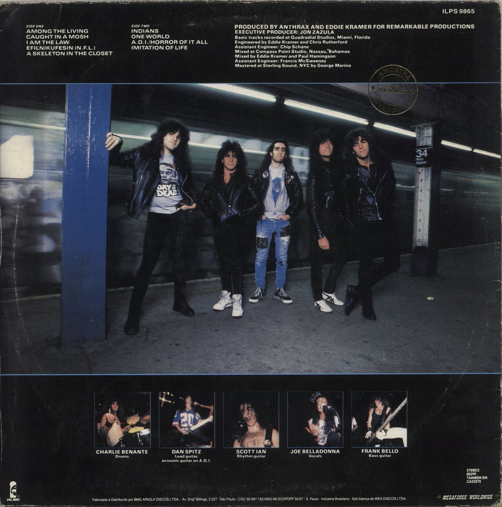 Anthrax Among The Living - Promo Stamp Brazilian Promo vinyl LP album (LP record)