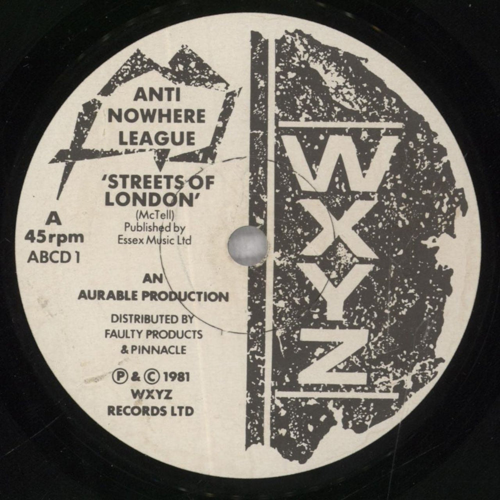 Anti-Nowhere League Streets Of London - One Sided UK 7" vinyl single (7 inch record / 45) ABCD1