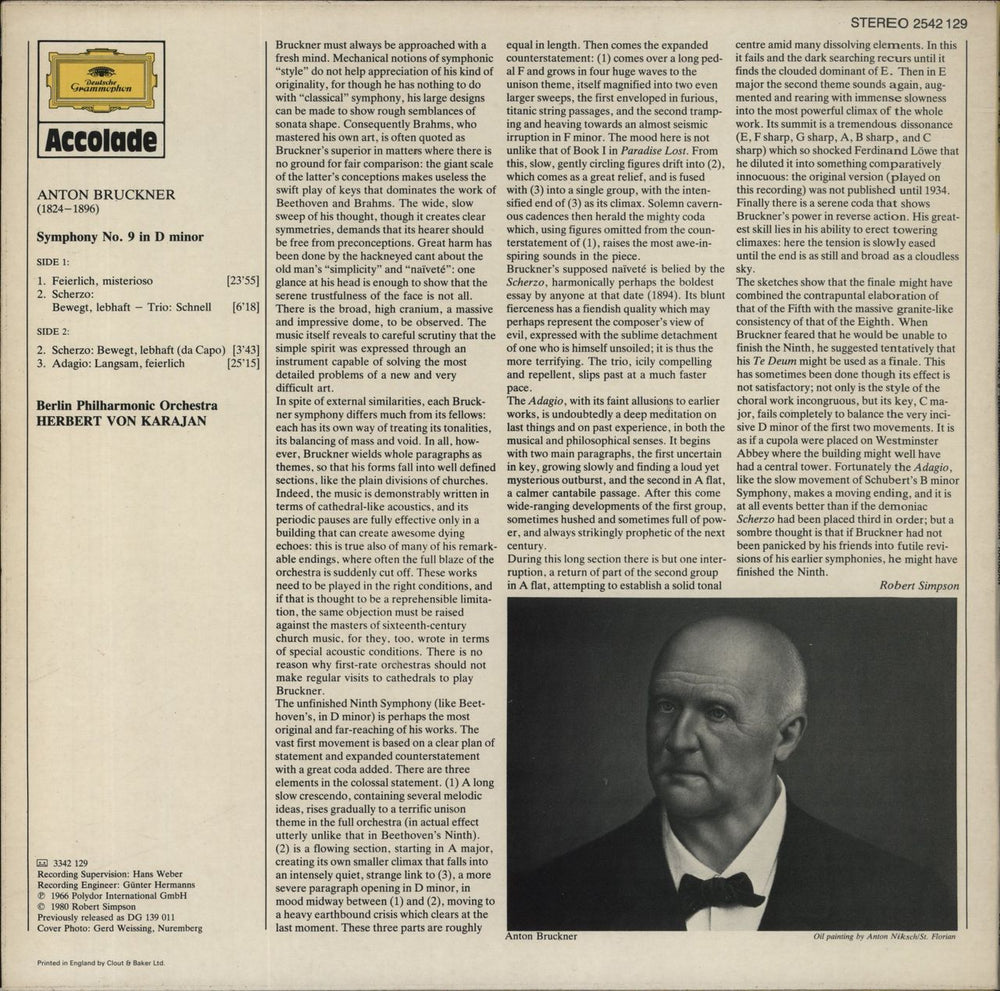 Anton Bruckner Bruckner: Symphonie Nr. 9 D-moll UK vinyl LP album (LP record)