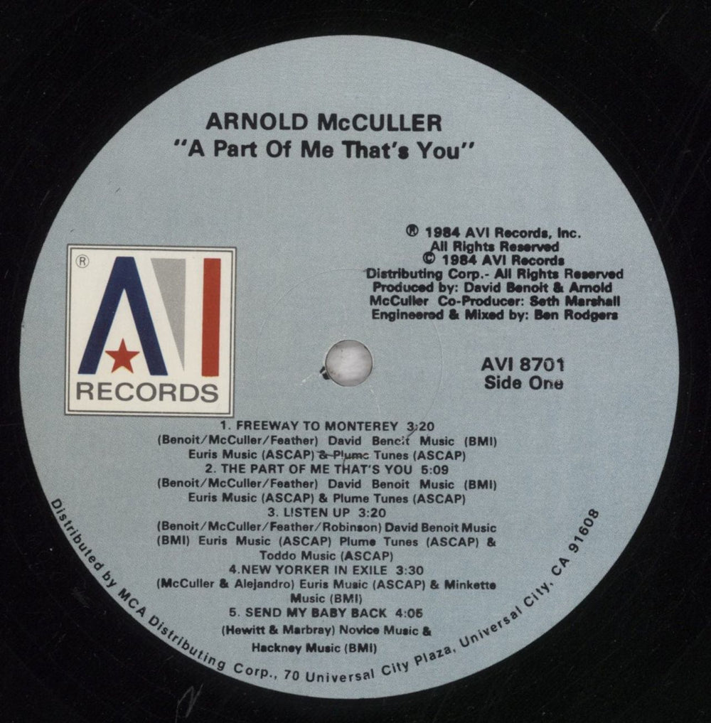 Arnold McCuller A Part Of Me That's You US vinyl LP album (LP record) 757LPAP847472