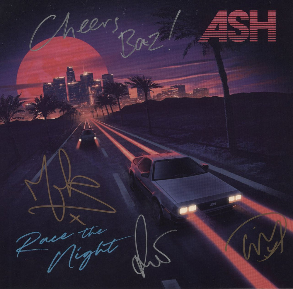 Ash Race The Night - Orange Vinyl - Autographed UK vinyl LP album (LP record) NONG139CLPO