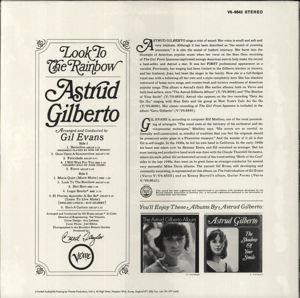 Astrud Gilberto Look To The Rainbow - 180gm UK vinyl LP album (LP record)