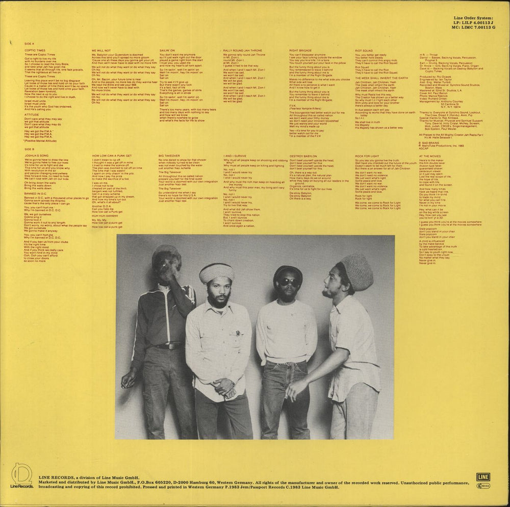 Bad Brains Rock For Light German vinyl LP album (LP record)