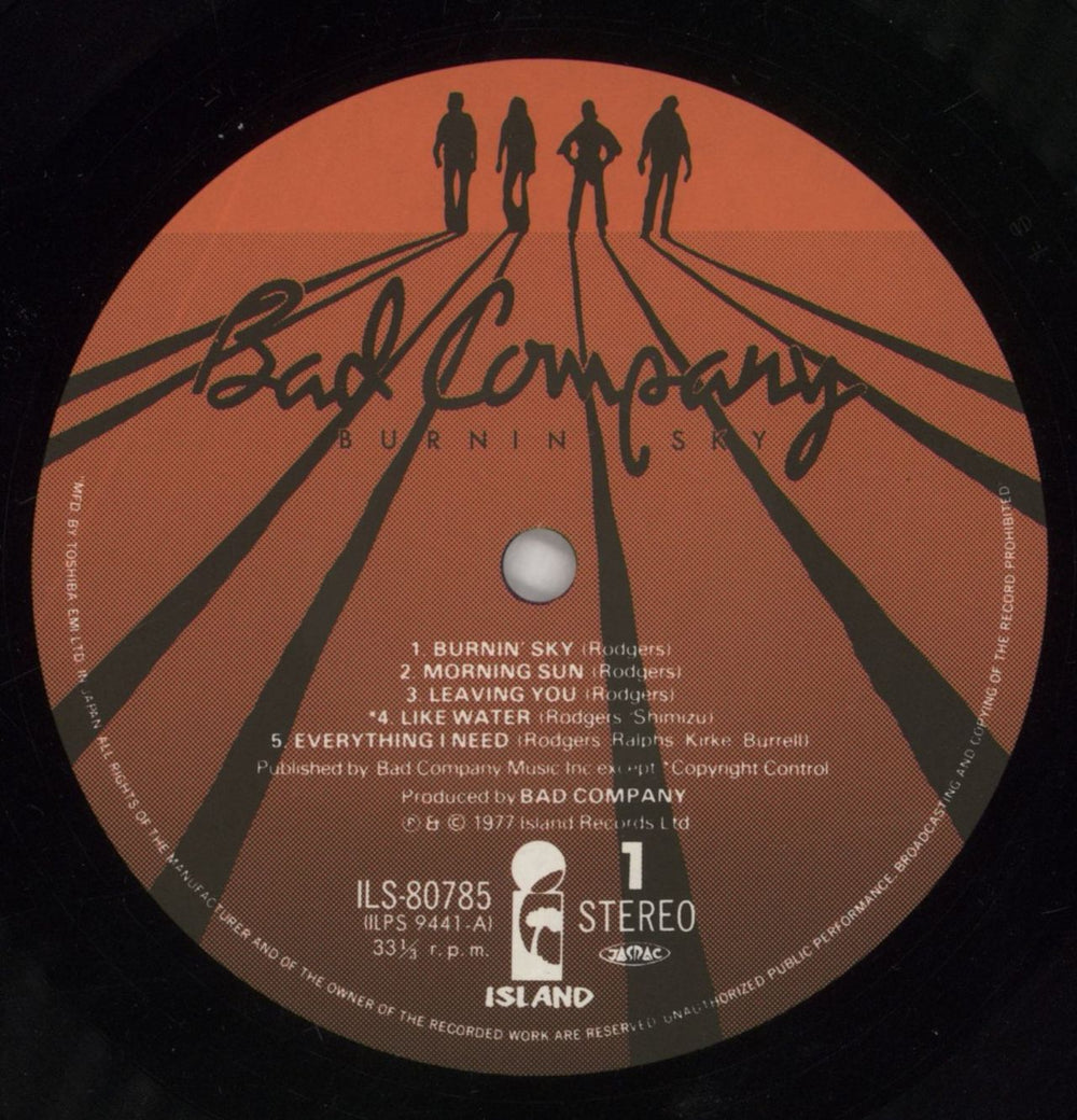 Bad Company Burnin' Sky + sticker Japanese vinyl LP album (LP record) BCOLPBU859274