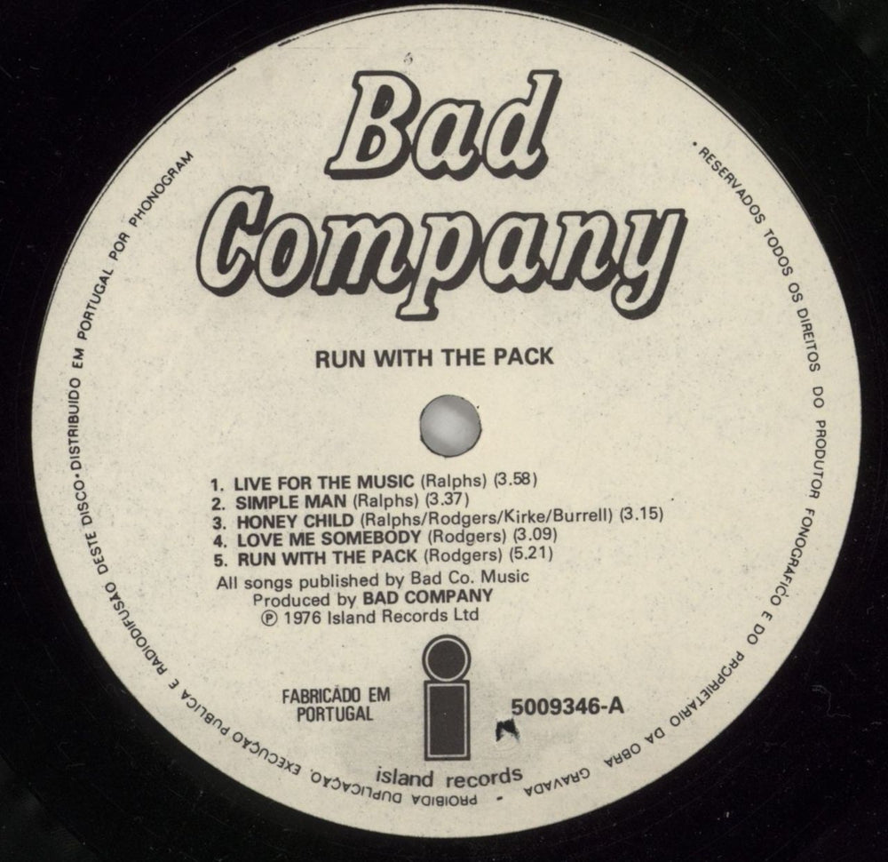 Bad Company Run With The Pack Portuguese vinyl LP album (LP record) BCOLPRU869449