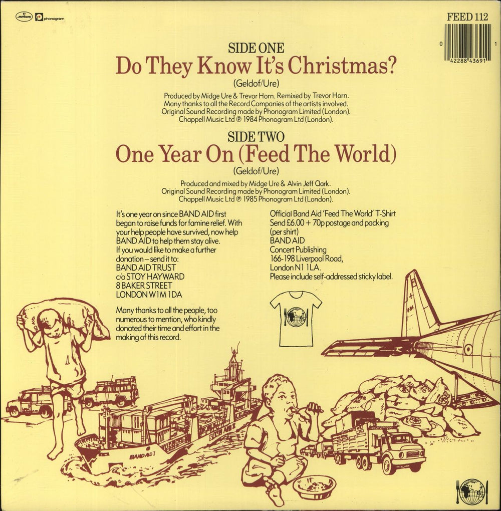 Band Aid Do They Know It's Christmas  - One Year On UK 12" vinyl single (12 inch record / Maxi-single) 042288436911