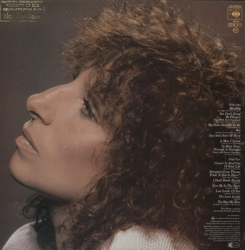 Barbra Streisand Love Songs + Inner UK Promo vinyl LP album (LP record)