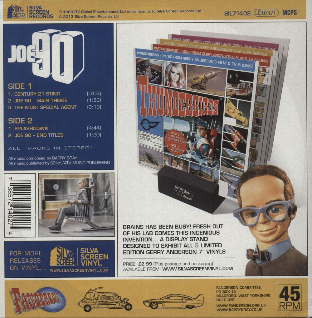 Barry Gray Joe 90 - Yellow Opaque Vinyl UK 7" vinyl single (7 inch record / 45) 738572172879